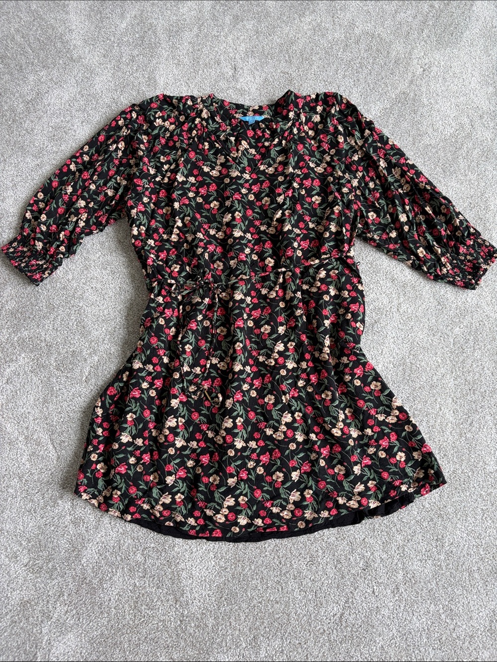 Draper James Black Dress with Red & Cream Floral Print